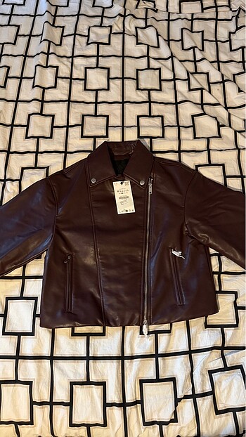 Zara Zara SUNİ DERİ CROP BIKER CEKET