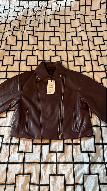 Zara Zara SUNİ DERİ CROP BIKER CEKET