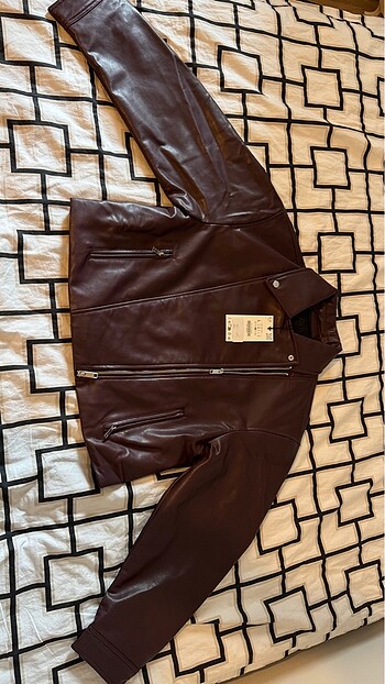 l Beden Zara SUNİ DERİ CROP BIKER CEKET