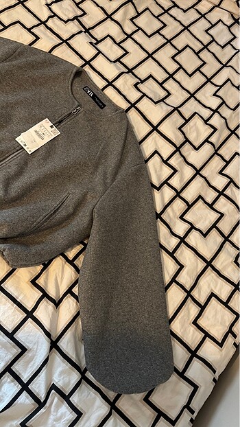 xl Beden gri Renk Zara ELASTİK KENARLI YUMUŞAK BOMBER CEKET