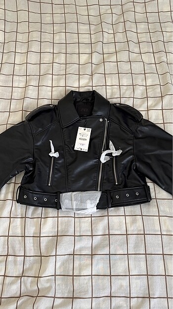 Zara SUNİ DERİ CROP BIKER CEKET
