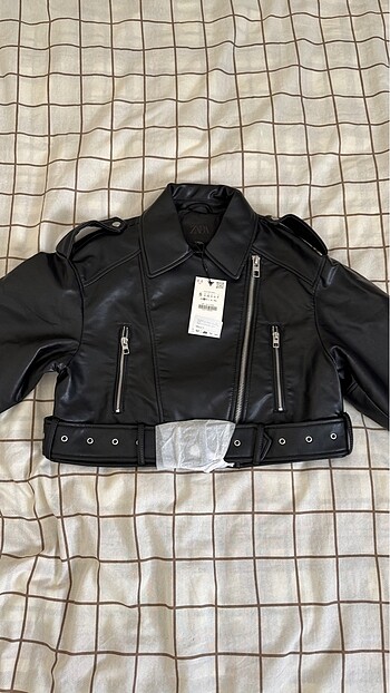 Zara SUNİ DERİ CROP BIKER CEKET