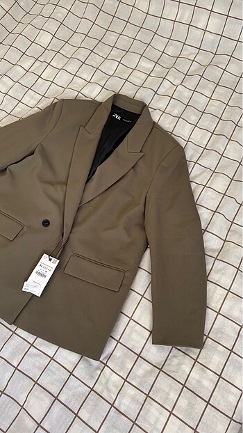 xl Beden haki Renk Zara KRUVAZE OVERSIZE BLAZER