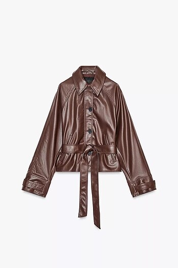 Zara KISA SUNİ DERİ TRENÇKOT