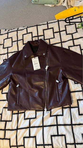 Zara Zara SUNİ DERİ CROP BIKER CEKET