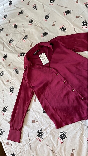 xs Beden bordo Renk Zara BASIC SATEN GÖMLEK