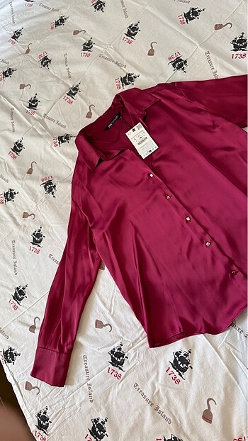 l Beden bordo Renk Zara BASIC SATEN GÖMLEK