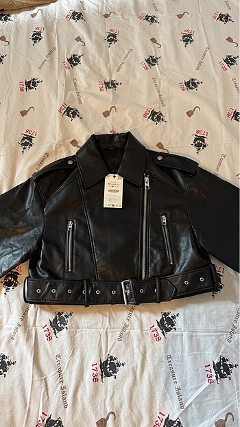 Zara SUNİ DERİ CROP BIKER CEKET
