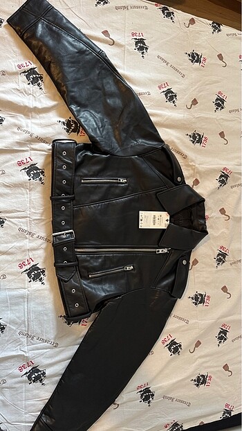 Zara Zara SUNİ DERİ CROP BIKER CEKET