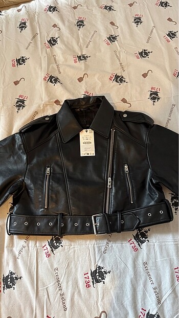 Zara SUNİ DERİ CROP BIKER CEKET