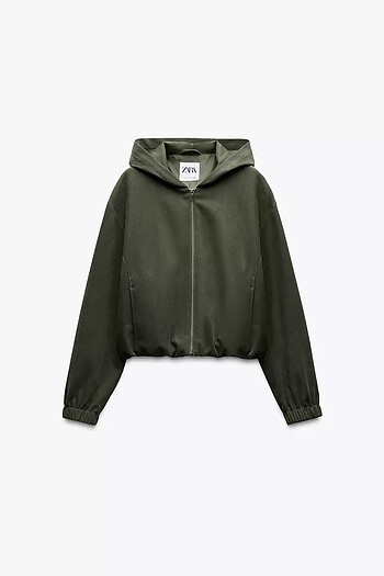 Zara KAPÜŞONLU DOKULU BOMBER CEKET