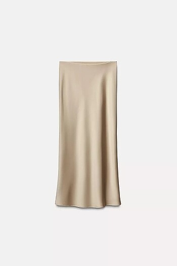 Zara SATEN MİDİ ETEK
