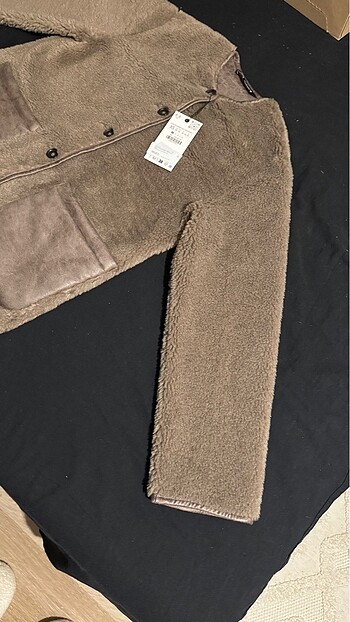 xs Beden kahverengi Renk Zara ZW COLLECTION SUNİ YÜNLÜ CEKET