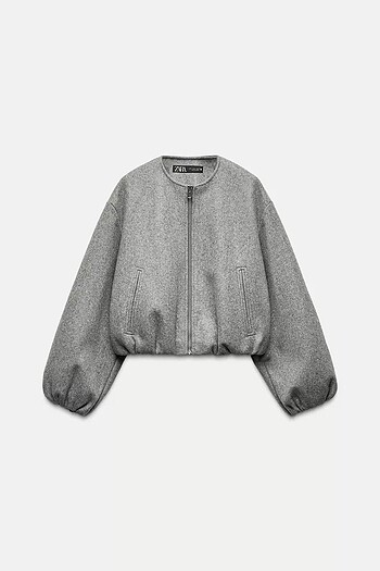 Zara ELASTİK KENARLI YUMUŞAK BOMBER CEKET
