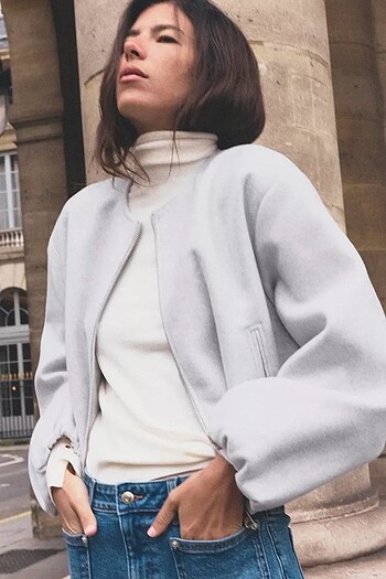 Zara Zara ELASTİK KENARLI YUMUŞAK BOMBER CEKET