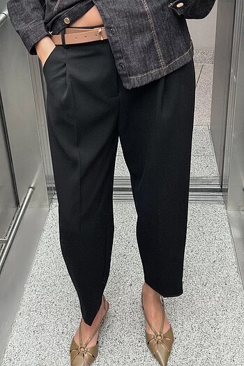 Zara KEMERLİ PENSLİ PANTOLON