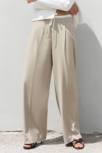 Zara ÇİFT BEL BANTLI WIDE LEG PANTOLON