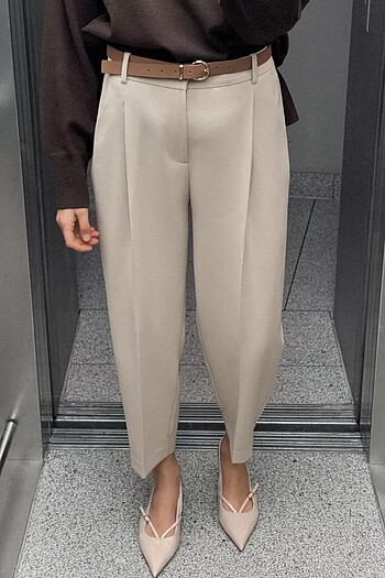 Zara KEMERLİ PENSLİ PANTOLON