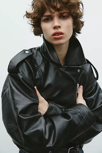 ZARA SUNİ DERİ CROP BIKER CEKET