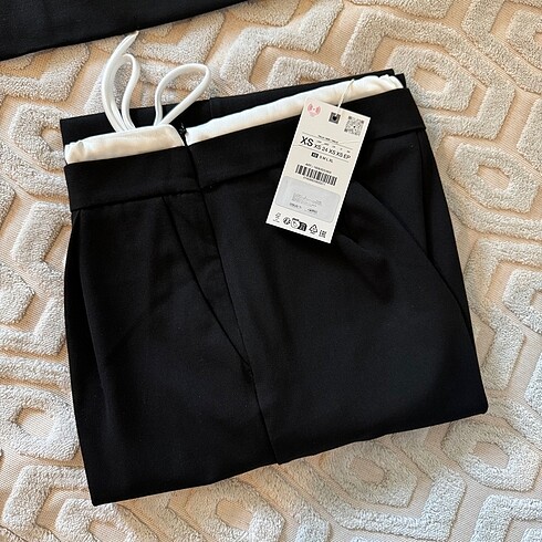 xs Beden siyah Renk ZARA ÇİFT BEL BANTLI WIDE LEG PANTOLON