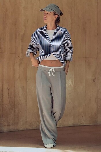 ZARA ÇİFT BEL BANTLI WIDE LEG PANTOLON