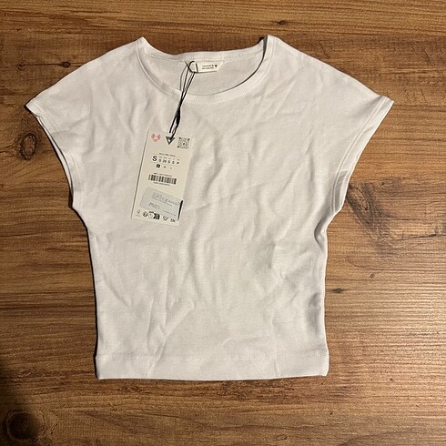 s Beden beyaz Renk ZARA MODAL PAMUKLU CROP T-SHIRT