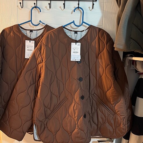 xs Beden kahverengi Renk ZARA SU GEÇİRMEZ KAPİTONE MONT
