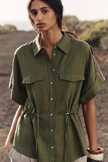 ZARA KETEN SAFARİ GÖMLEK