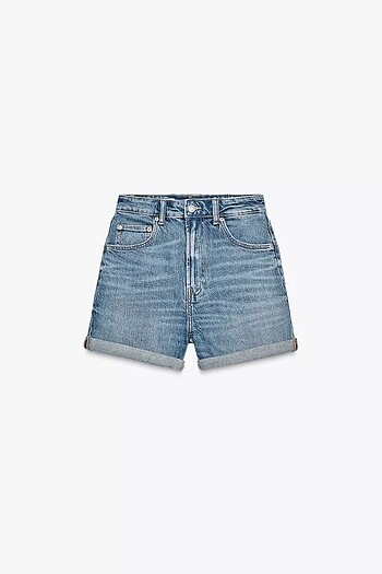 ZARA TRF HIGH-RISE MOM FIT DENIM BERMUDA ŞORT