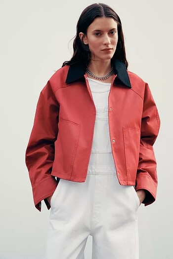 Zara ZARA KONTRAST YAKALI MUMLU CEKET
