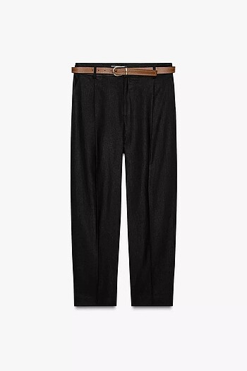ZARA KEMERLİ DÜZ KETEN PANTOLON