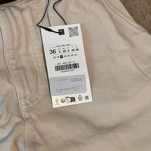 34 Beden ten rengi Renk ZARA YÜKSEK BEL Z1975 PAPER BAG DENIM BERMUDA