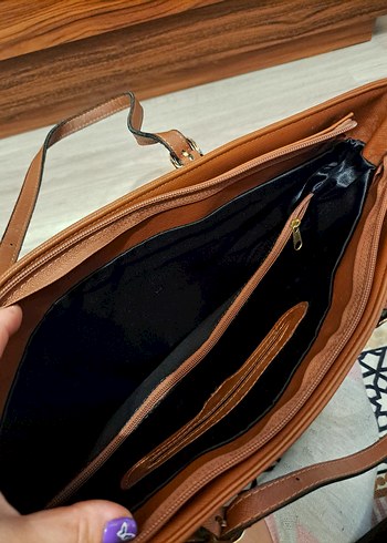 Michael kors canta suni deri omuz buyuk boy ici bolmeli taba - Görsel 5