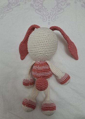 Pembe Tonlarda El Örgüsü Tavşan Peluş Oyuncak - Görsel 4