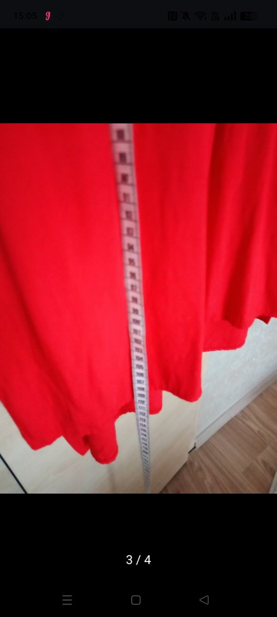 Kırmızı Uzun Kollu Salaş Kadın tunik - Görsel 4