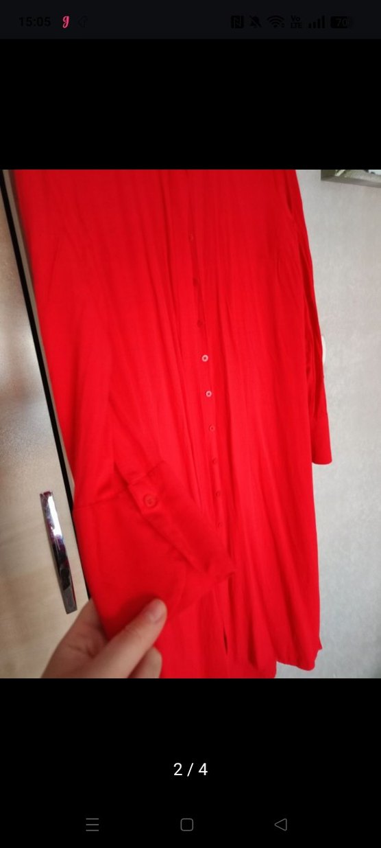 Kırmızı Uzun Kollu Salaş Kadın tunik - Görsel 2