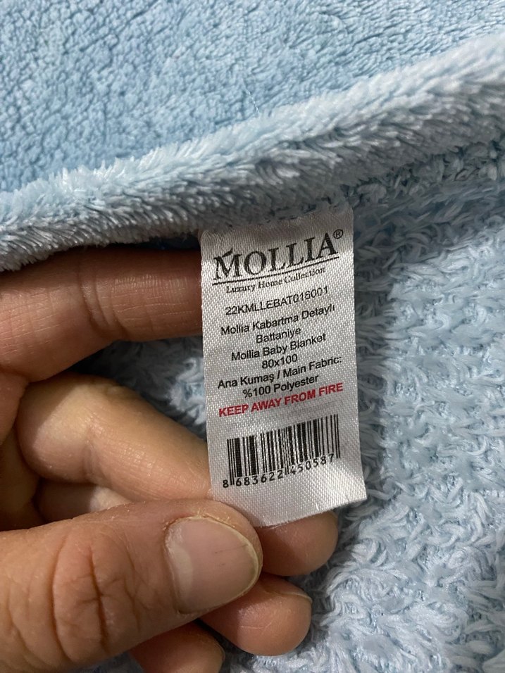 Mavi Nakışlı Bebek Battaniyesi - Görsel 5