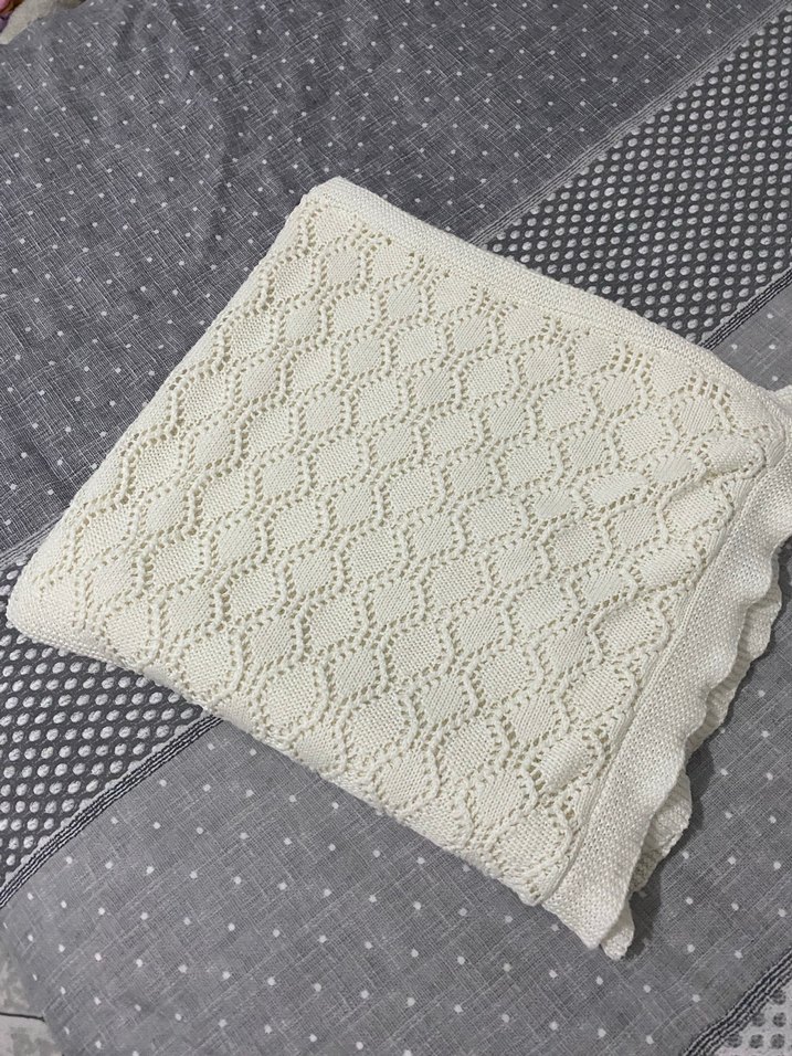 Beyaz Örgü Çocuk Battaniyesi - Görsel 4