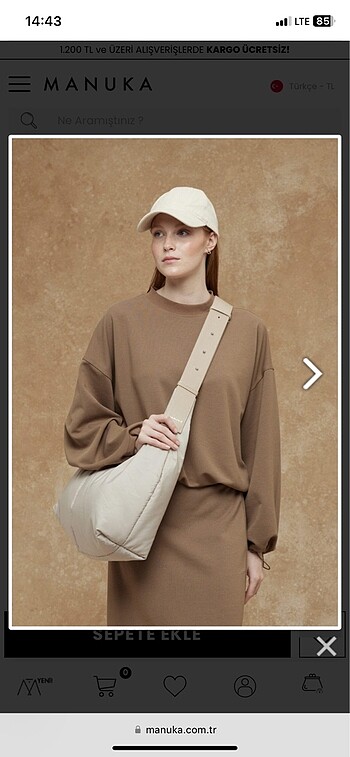 Suud Collection Manuka çapraz tote bag bej renk