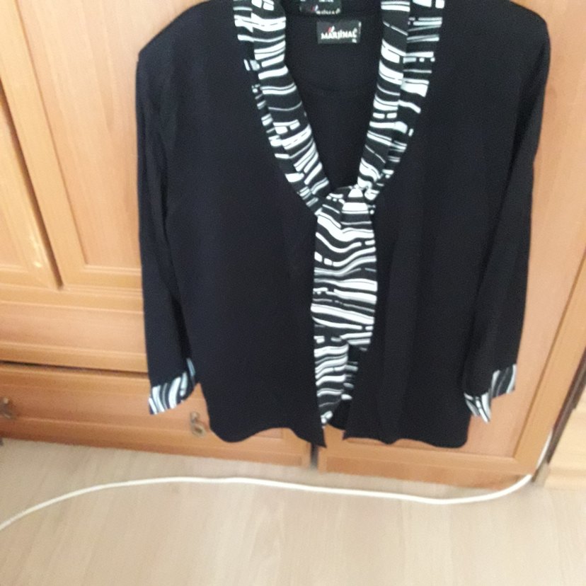 V Yaka Zebra Desenli Siyah Kadın Bluz - Görsel 2