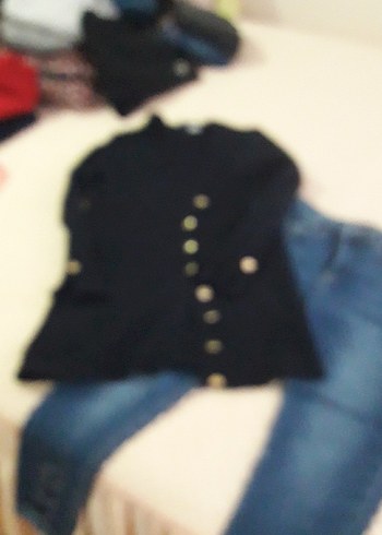 Düğmeli Siyah Kadın Midi Hırka - Görsel 2