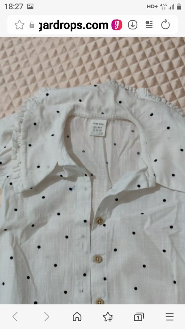 Kız Çocuk Puantiyeli Keten Gömlek - Görsel 4