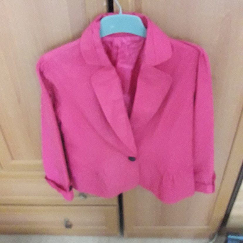 Düğmeli Pembe Kadın Blazer Ceket - Görsel 5