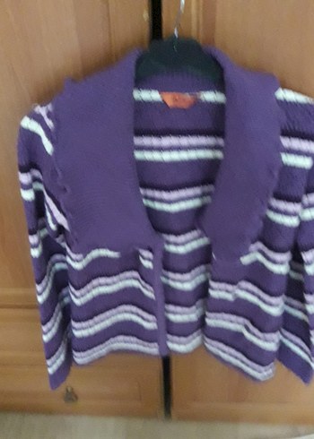 Mor Bağlamalı Desenli Uzun Kollu Triko Kazak - Görsel 4