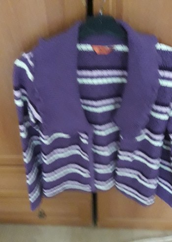 Mor Bağlamalı Desenli Uzun Kollu Triko Kazak - Görsel 2