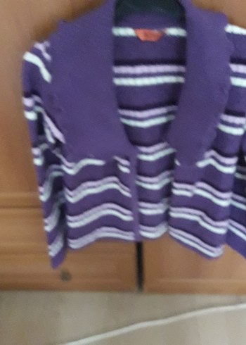 Mor Bağlamalı Desenli Uzun Kollu Triko Kazak - Görsel 3