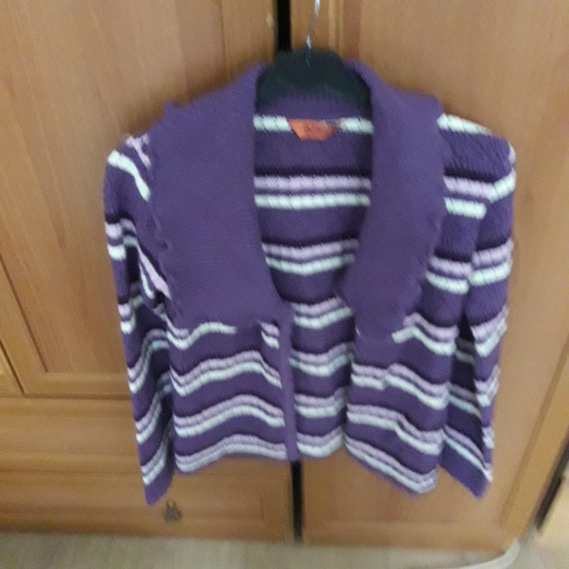 Mor Bağlamalı Desenli Uzun Kollu Triko Kazak - Görsel 4