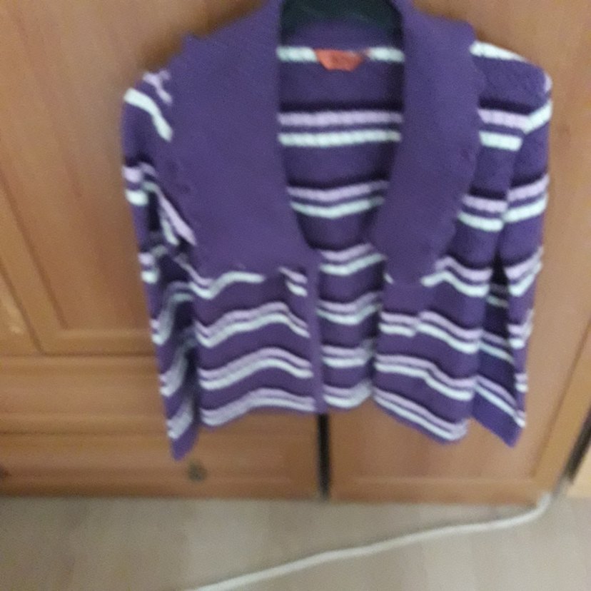 Mor Bağlamalı Desenli Uzun Kollu Triko Kazak - Görsel 3