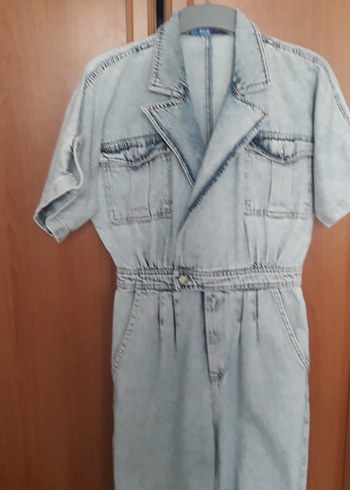 Robin Kadın Mavi Denim Kemerli Tulum