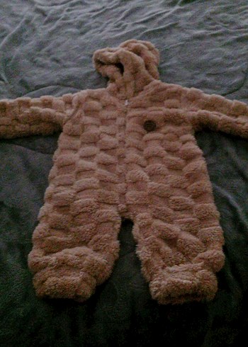 Kahverengi Peluş Erkek Bebek Tulumu - Görsel 2